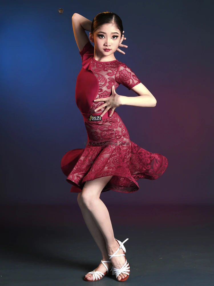 

Latin Dance Dress Girls Cha Cha Samba Latin Dancing Clothes Rumba Tango Dance Skirt Girls Ballroom Dance Competition Dress Kids