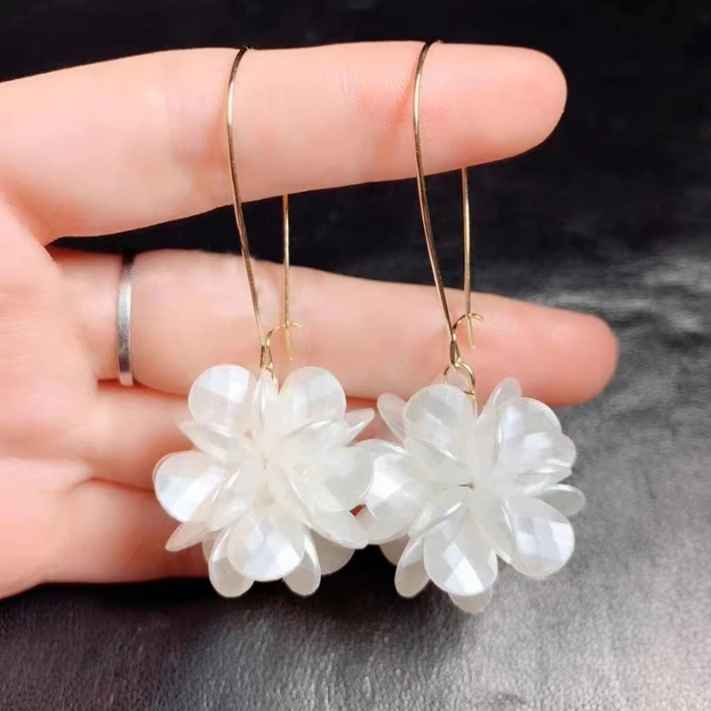 1Pair Fashion Trend Elegant Long Flower Ball Earrings For Women Girls Versatile Temperament Earrings Jewelry Accessories Gifts