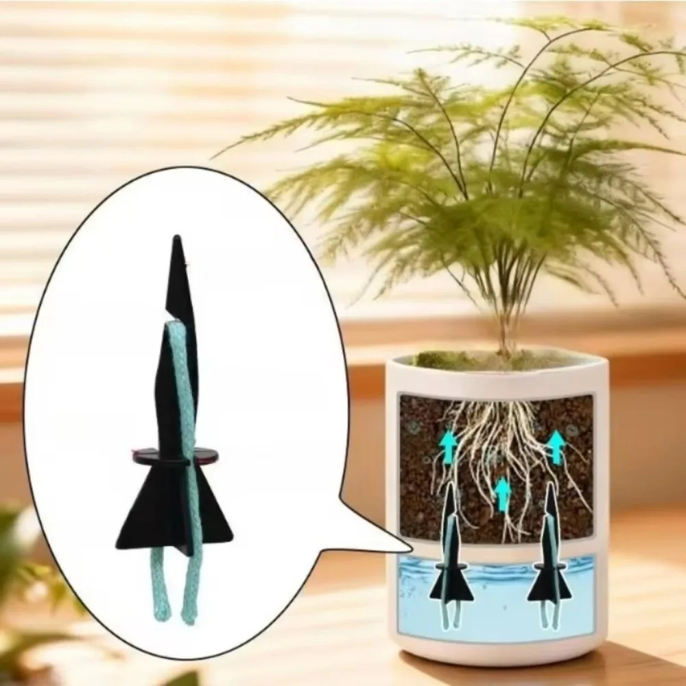 4pcs with Cotton Ropes Plant Water Absorber Self-Absorbing Water Storage Self-Watering Spikes DIY Assembly Root Rot Prevention