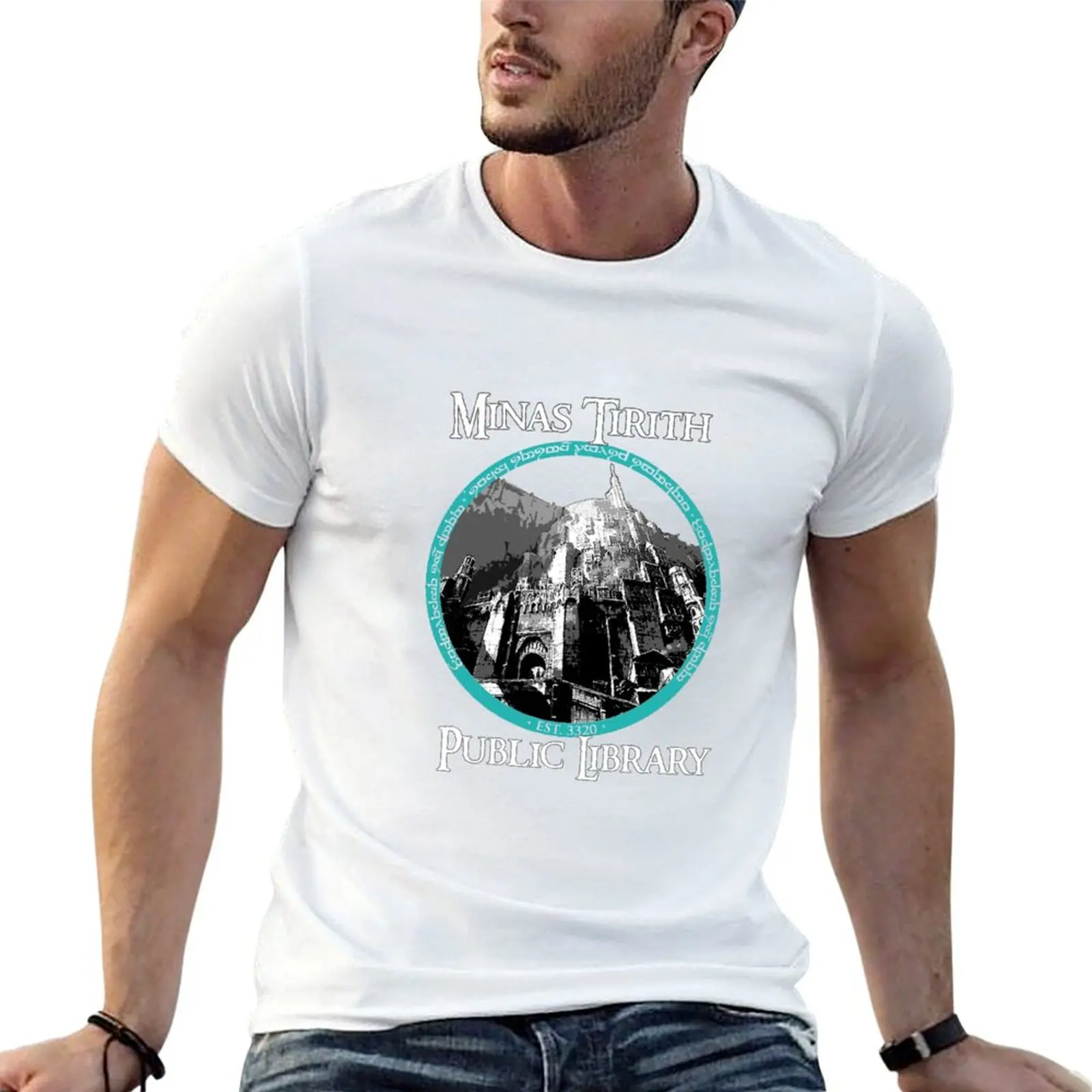 MINAS TIRITH PUBLIC LIBRARY T-Shirt Basic Plain Tee for Spring and Summer