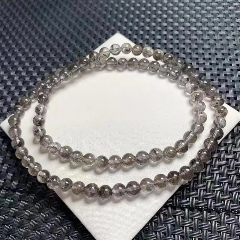 6.5MM Natural Herkimer Diamond Bracelet Smooth Gemstone Reiki Healing Jewelry Energy Crystal Holiday Gift