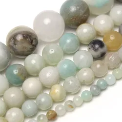 Natural Multi Amazonite Stone Round Loose Spacer Beads For Jewelry Making 4 6 8 10 12mm Perles Gem Diy Bracelet Necklace 15