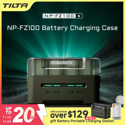 소니 NP-FZ100/NP-FW50용 TILTA 카메라 배터리 휴대용 충전 스테이션, LUMIX DMW-BLK22, EN-EL15, LP-E6, NP-W235(4채널)용