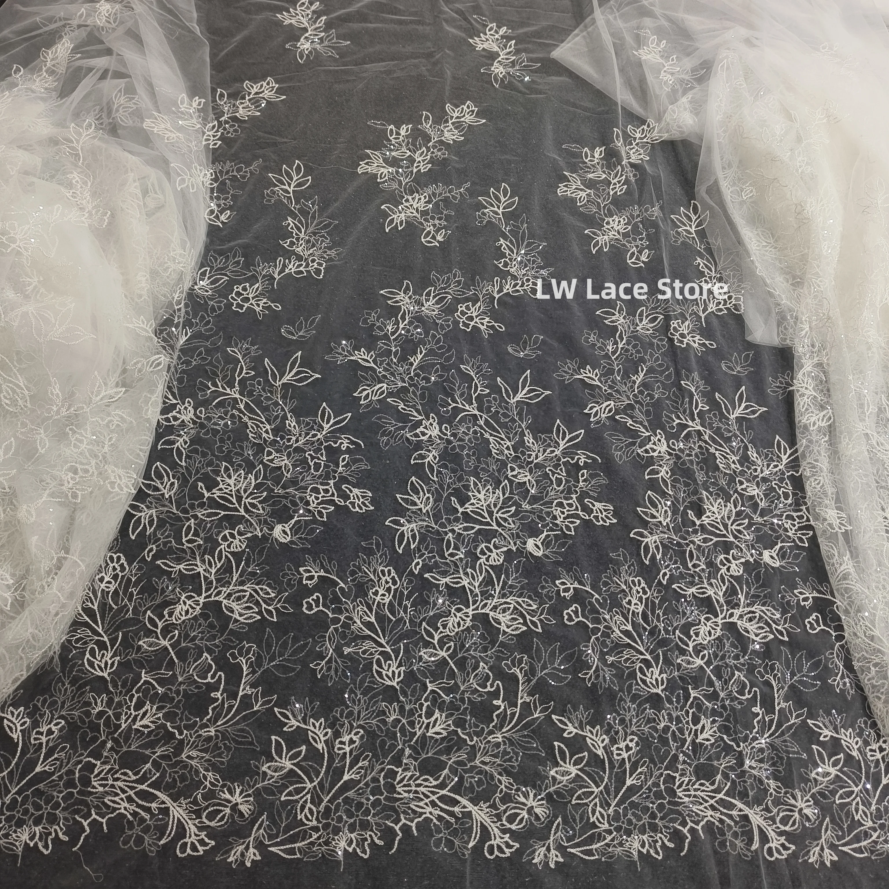 

Маленькие нежные блестящие кружева с блестками 1 ярд, новинка 2023, белая полая прозрачная юбка, материал платья