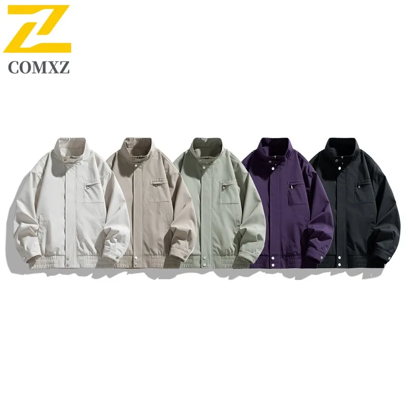 

Куртка COMXZ, модная универсальная свободная ветрозащитная легкая куртка для путешествий и пешего туризма, уличное удобное рабочее пальто, мужская одежда
