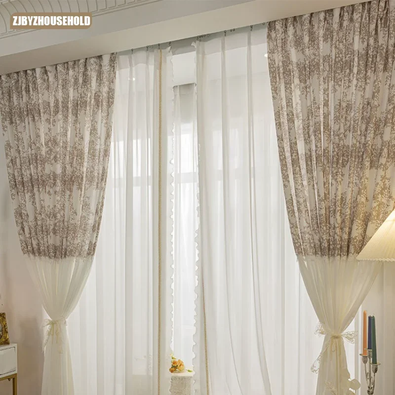 

French Curtains for Living Dining Room Bedroom Gauze Curtain Princess Wind Translucent Impervious To Blackout