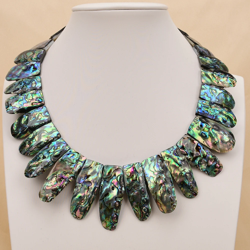 G-G Natural Green Abalone Shell Statement Chokers Necklace 18