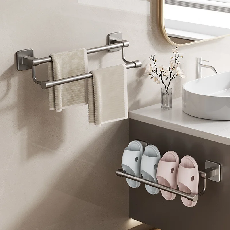 Towel Rack No Punching Toilet Split Layer Single Rod Double Rod Toilet Toilet Storage Hanger Bathroom Towel Bar