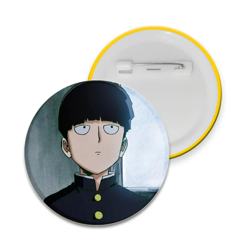 32/44/58MM Anime Cartoon Figures Kageyama Shigeo Brooch Badge Snap-in Button Pins on Backpack Jewelry Accessories Gifts