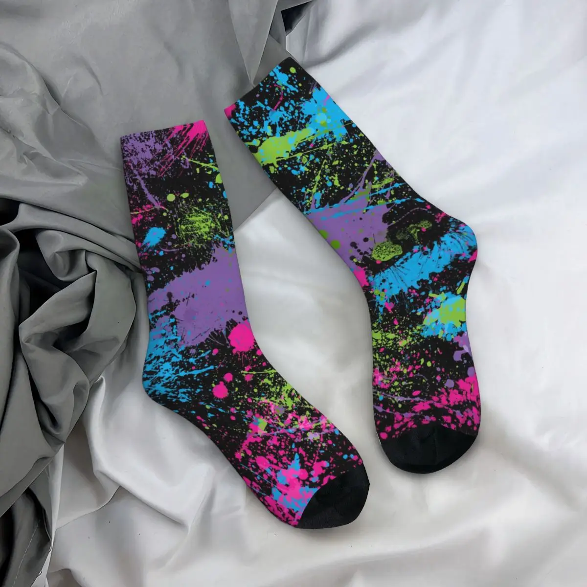 

Всесезонные чулки для экипажа, красочные носки с принтом граффити, длинные носки в стиле хип-хоп, аксессуары для мужчин и женщин, Рождество