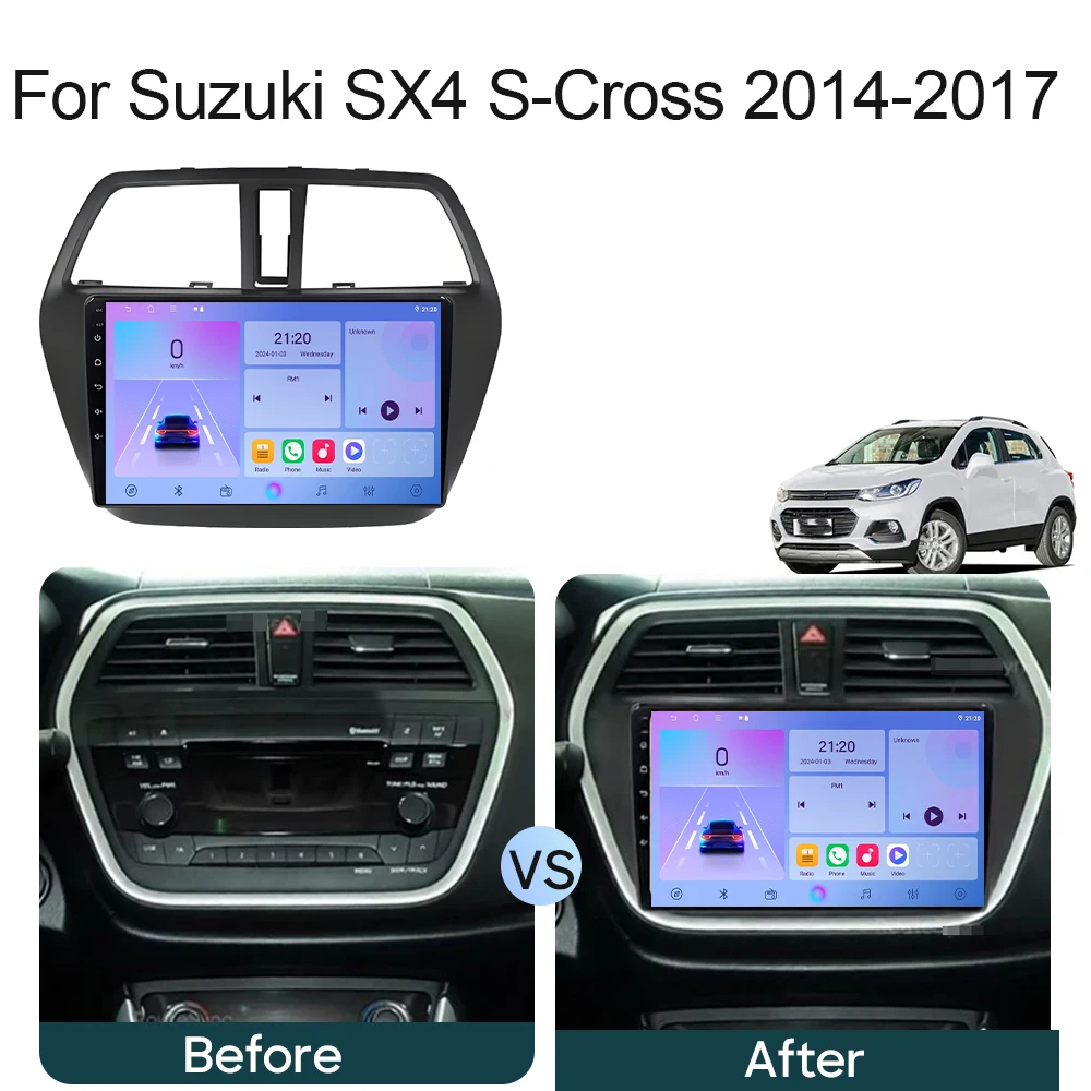 Car Radio Multimedia Player For Suzuki SX4 S-Cross 2014 2015 2016-2017 Navigation BT Carplay Stereo FM 4G WiFi GPS Multimedia 2K