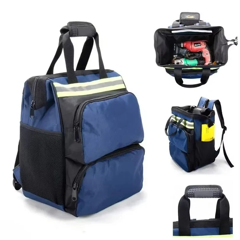 Multifunctional Oxford Cloth Tool Backpack Large Capacity Thickened Electrician Tool Bag Waterproof Multi-Pocket Toolkit