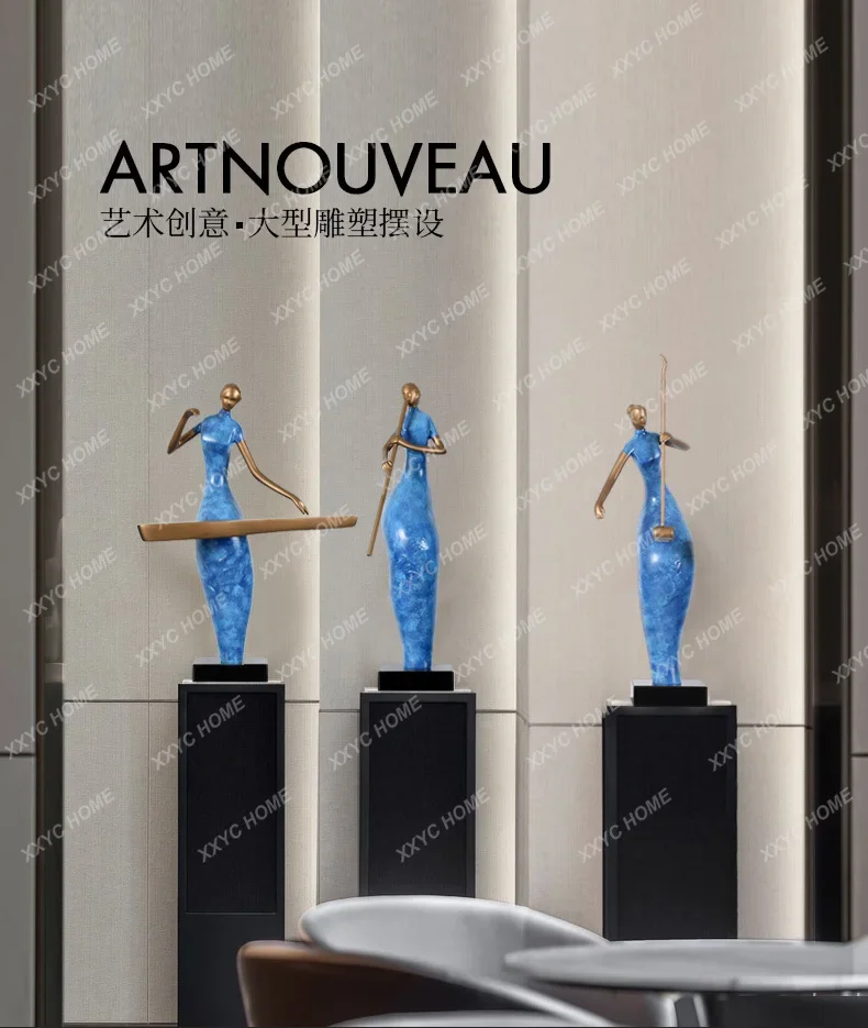 A New Chinese style welcome figure combination sculpture ornament sales office entrance entrance platform decoration
