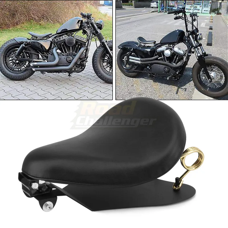 

Motorcycle Retro Leather Solo Seat+3" Spring Bracket Fit For Bobber Chopper And Custom Application For XL883 1200