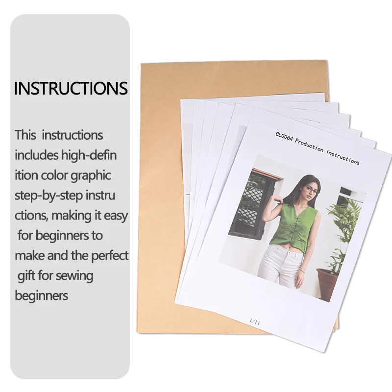Sewing patterns for women's vest in 8 sizes（XXS-XXXL）, beginner sewing kit for women's clothing