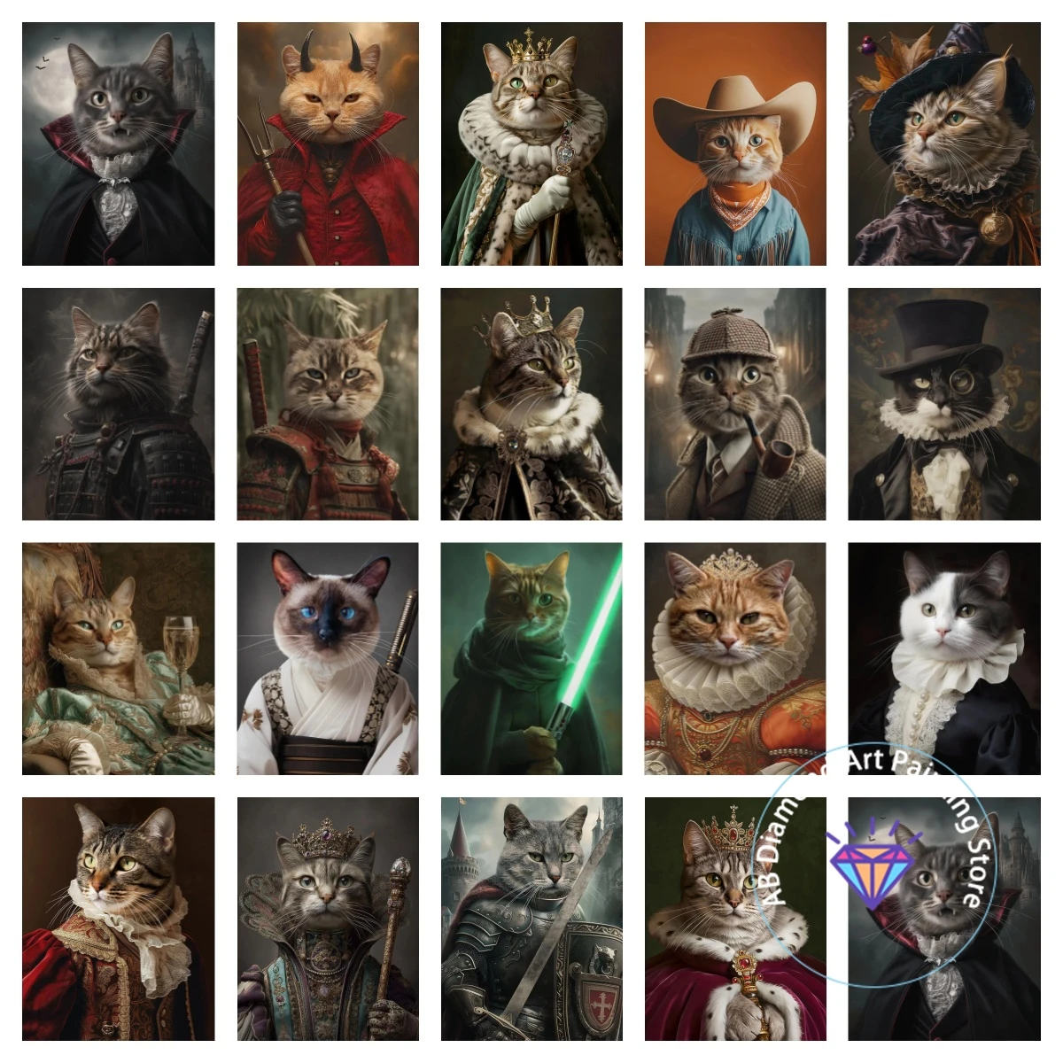 

Retro Personalized Cat Pet Portrait AB Diamond Painting Kit 5D DIY Diamond Embroidery Cross Handmade Art Gift Home Decoration