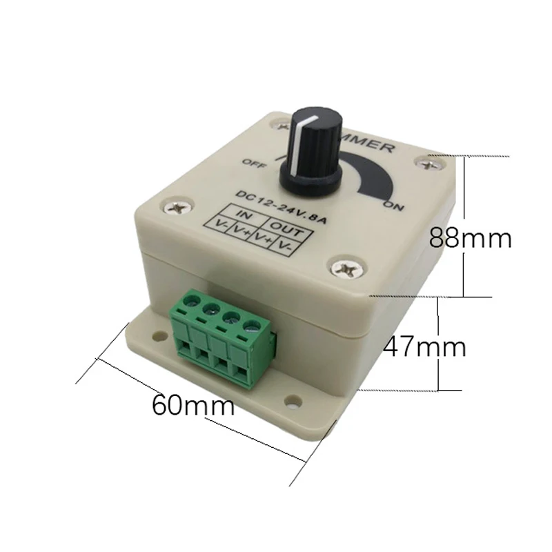 1PCS LED Dimmer Switch DC 12V 24V 8A/30A Brightness Adjustable Controller for Car RV Single Color LED Strip Light LED Dimming