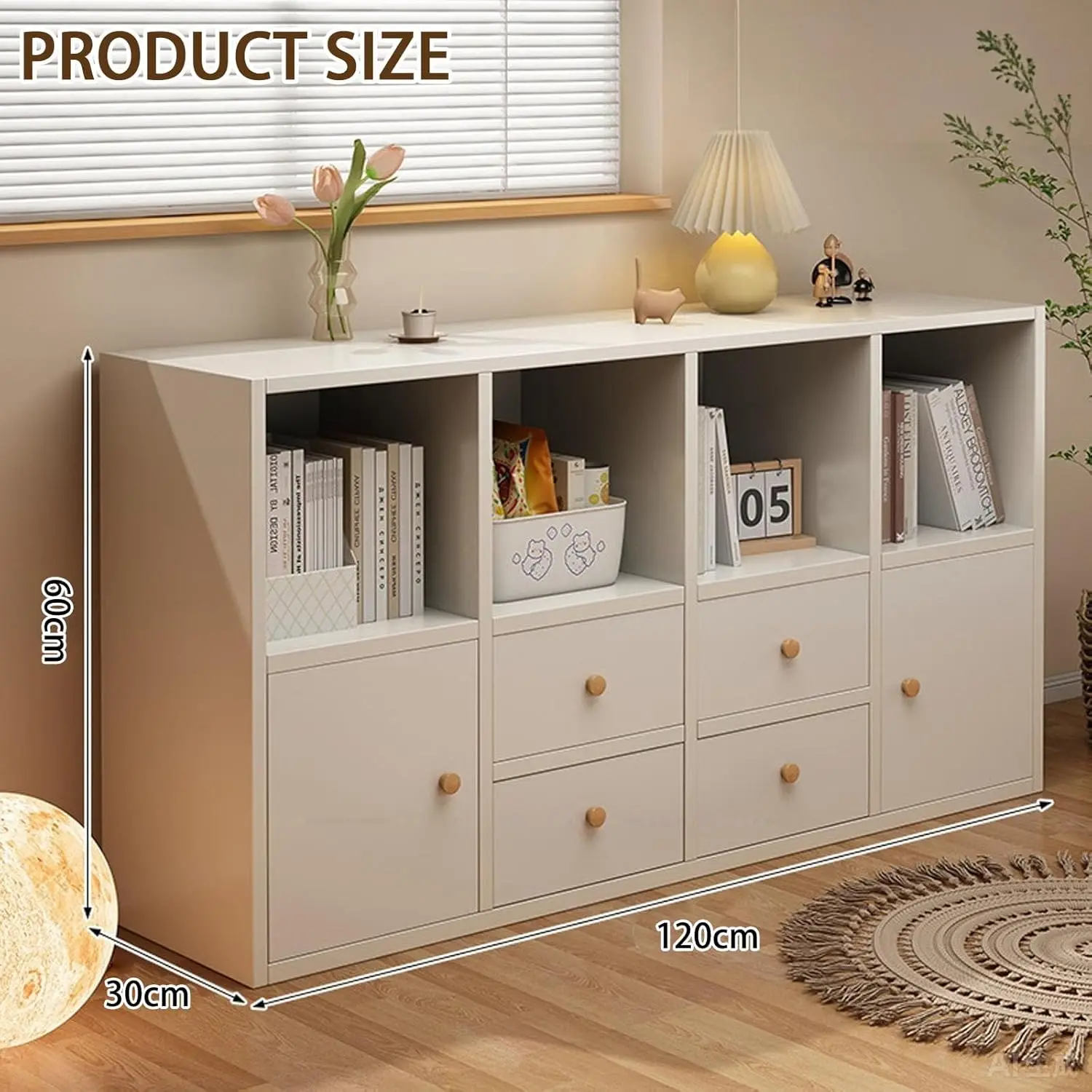 Storage Cabinet, Sideboard with Drawers, Home Coffee Bar Bins, Dining Sideboard with Doors, Bedside Bookshelf Display Cabinet fo image 2