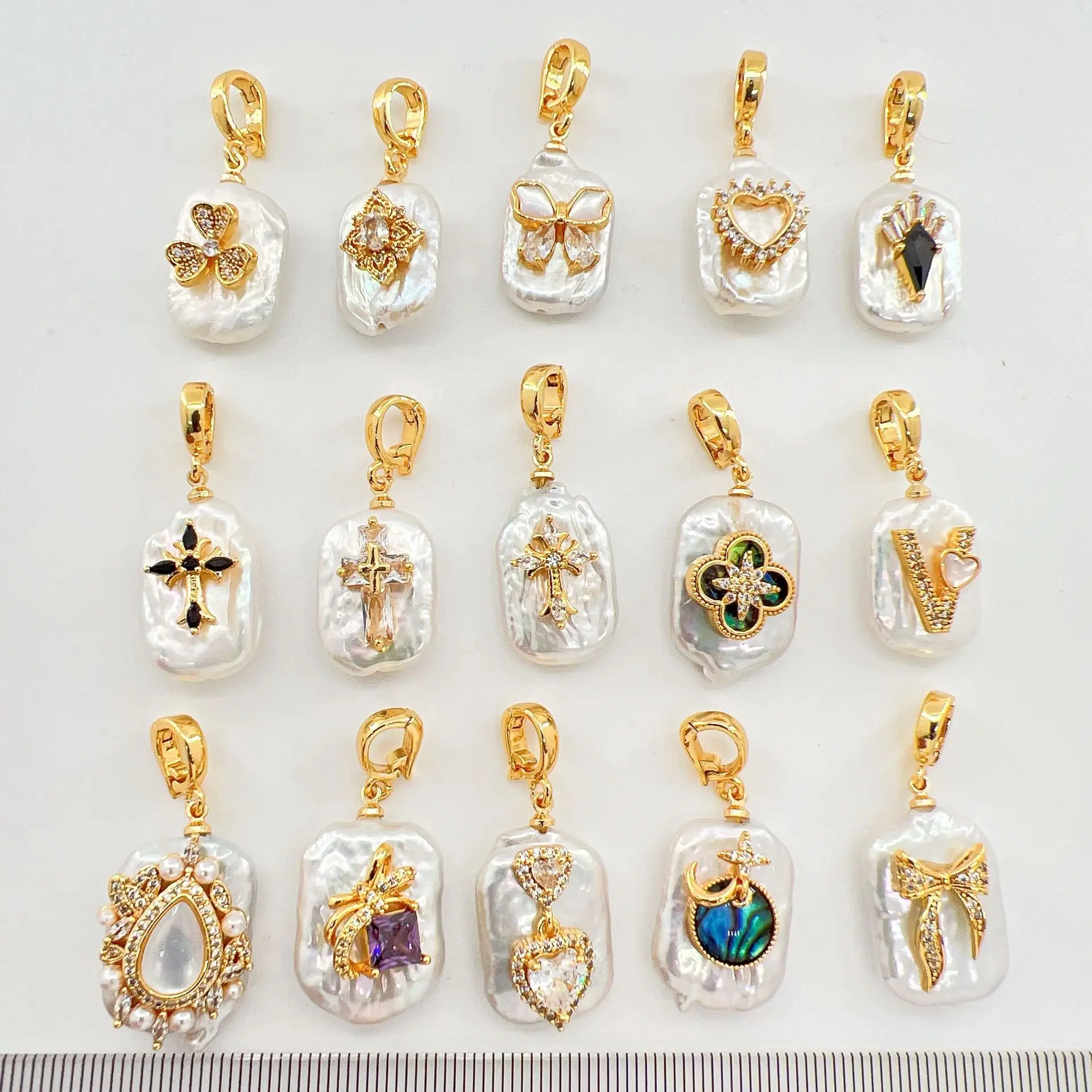Natural Baroque Pearl Pendant Shell Heart Charm Copper Gold Plated  DIY Jewelry Making for Necklace Bracelet Women Accessories