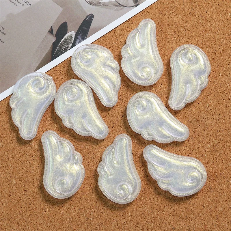 New style 50pcs/lot color glitter effect cartoon wings shape resin beads diy jewelry garment/hair accessory