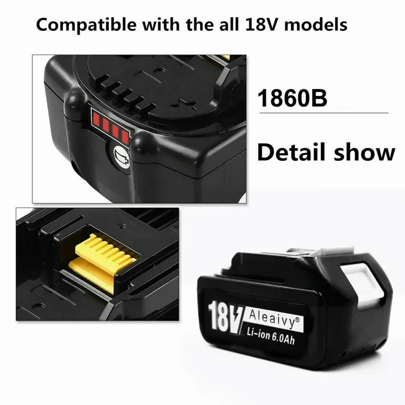 แบตเตอรี่ลิเธียมไอออน18V สำหรับชาร์จ Makita BL1860 18650อัปเกรดล่าสุด6.0Ah แบตเตอรี่แบบชาร์จไฟได้