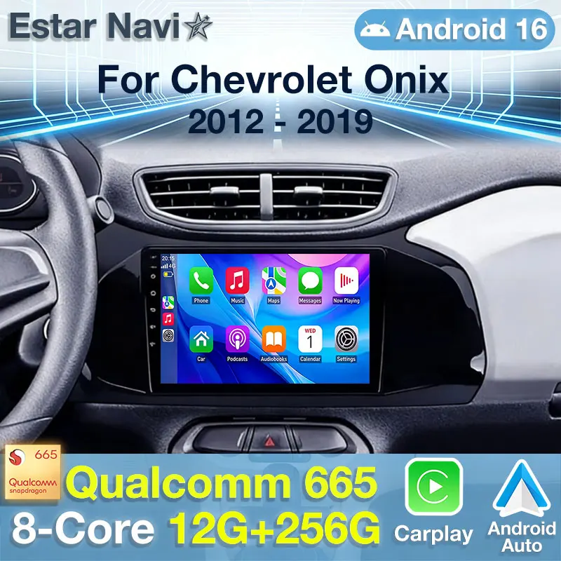 Radio para Auto con Android 16 para Chevrolet Onix 2012-2019, Reproductor Multimedia Estéreo, GPS, Carplay Inalámbrico, Unidad Principal Estéreo con Bluetooth