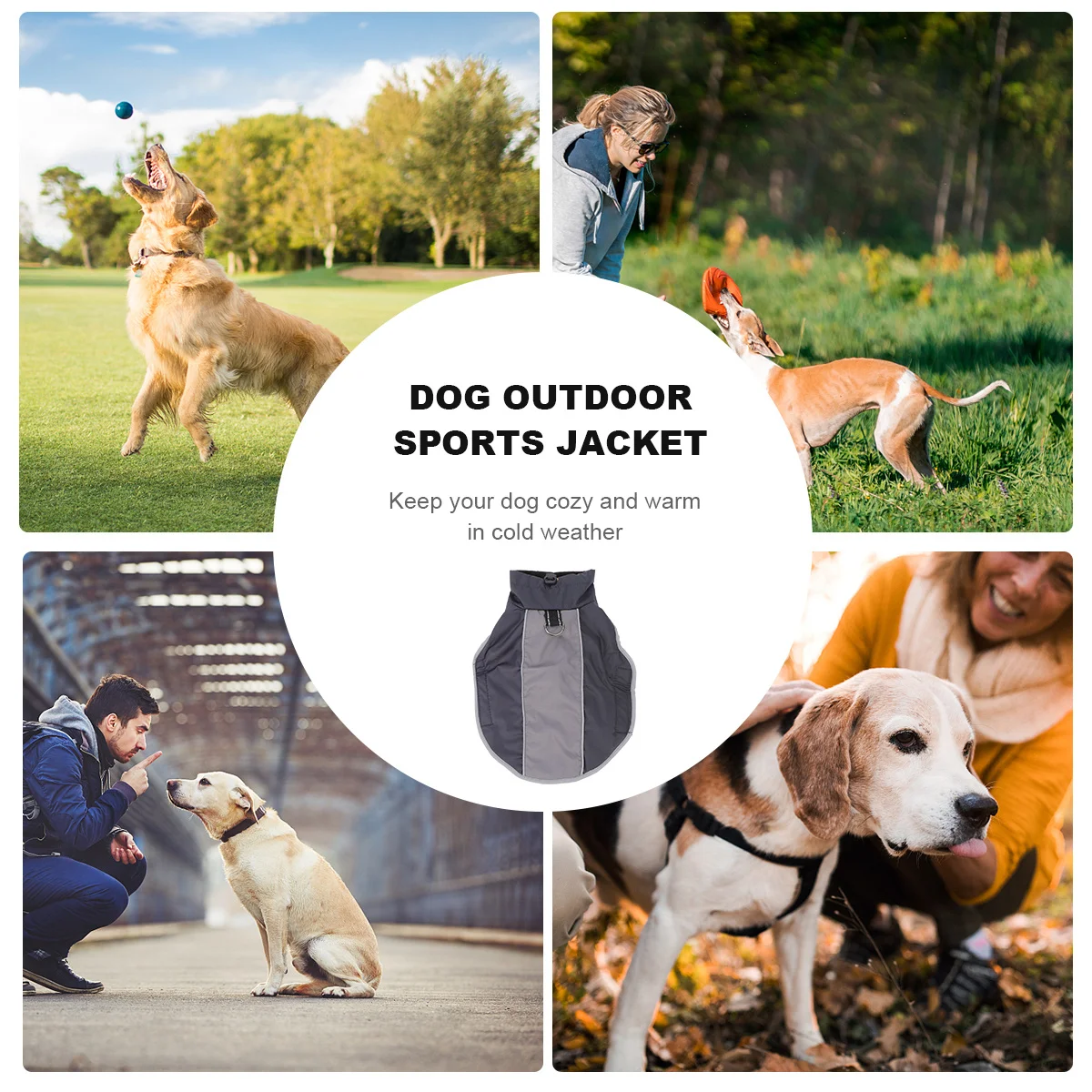 

Waterproof Pet Winter Coat Warm Dog Clothes Size L Black Reflective Breathable Comfortable Adjustable Harness