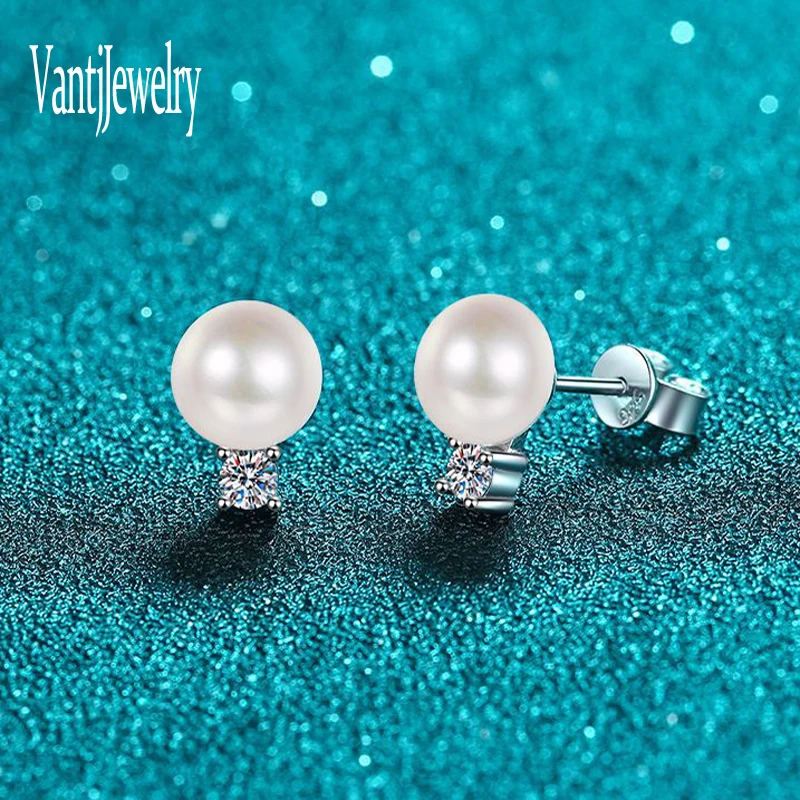 

Cute 0.2/0.6 Carat Moissanite Earring 925 Sterling Silver Freshwater Cultured Pearl 8MM for Women Wedding Party Jewelry Gift