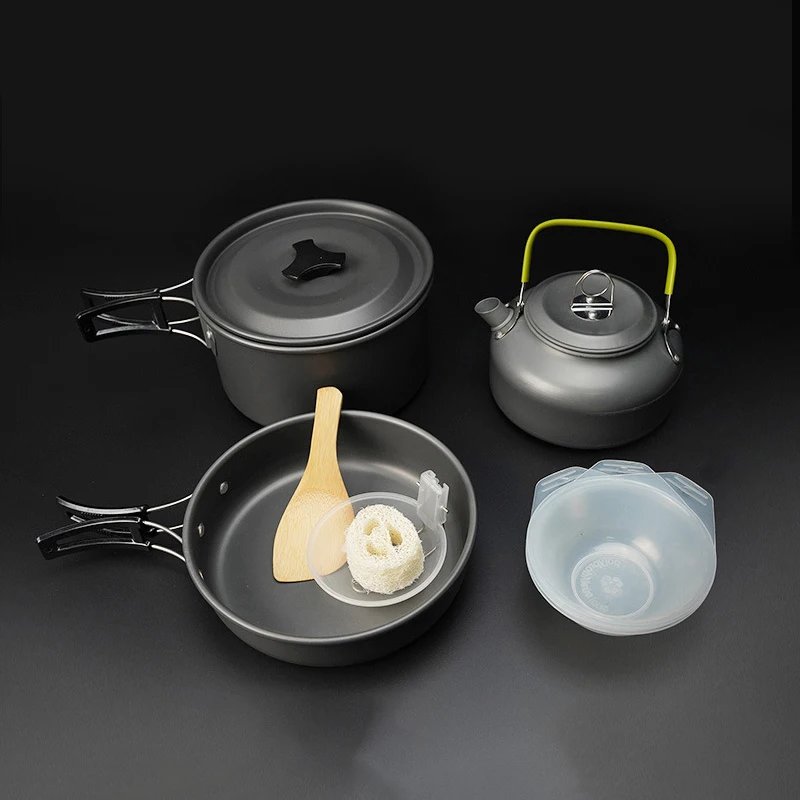 

Hike Camping Cookware Set Aluminum Portable Outdoor Tableware Cookset Cooking Kit Pan Bowl Kettle Pot Hiking BBQ Picnic