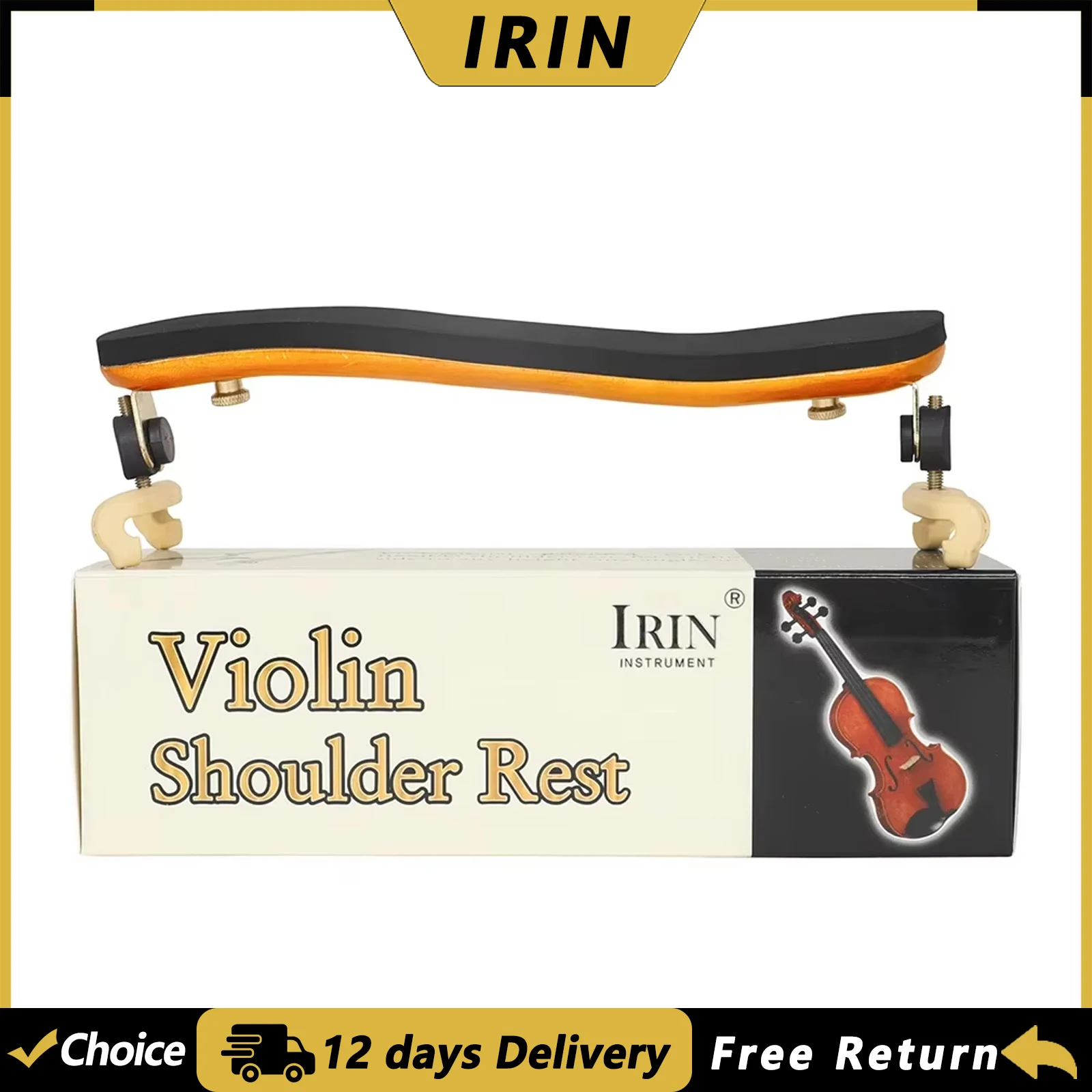 IRIN Violin Shoulder Rest 3/4 4/4 Adjustable Maple Fiddle Support Holder Soft Pad Stringed Instrument Parts & Accessories