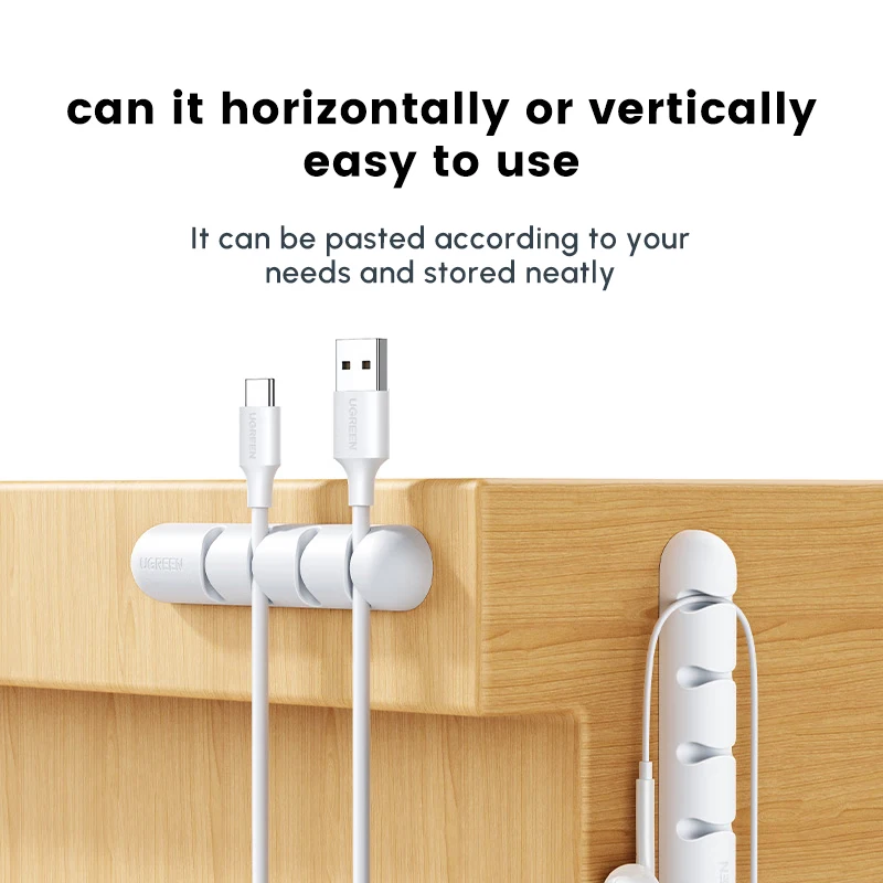 UGREEN デスクトップケーブルオーガナイザー、4スロット多機能コードホルダー、ワイヤークリップ、デスクテーブルアクセサリー用コードオーガナイザー