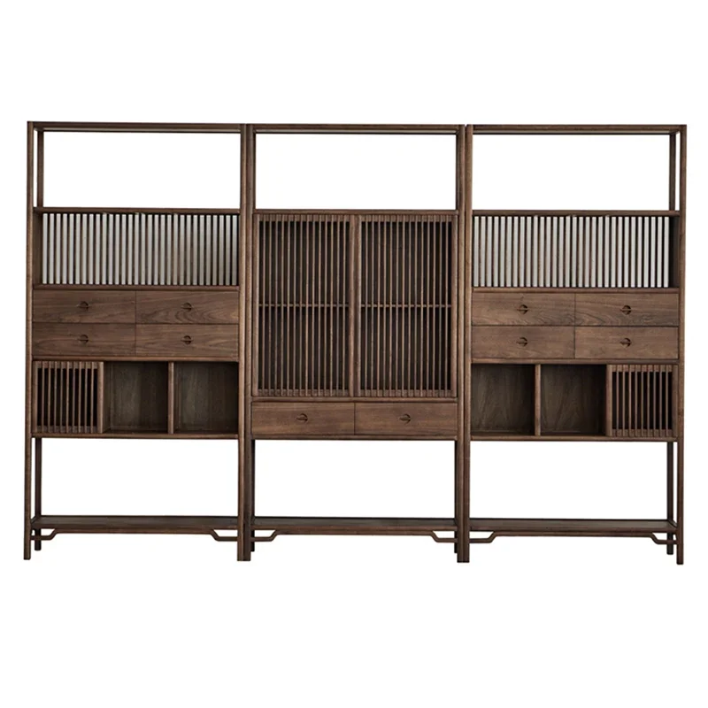 New Chinese Bogu shelf, black walnut bookcase, solid wood display case