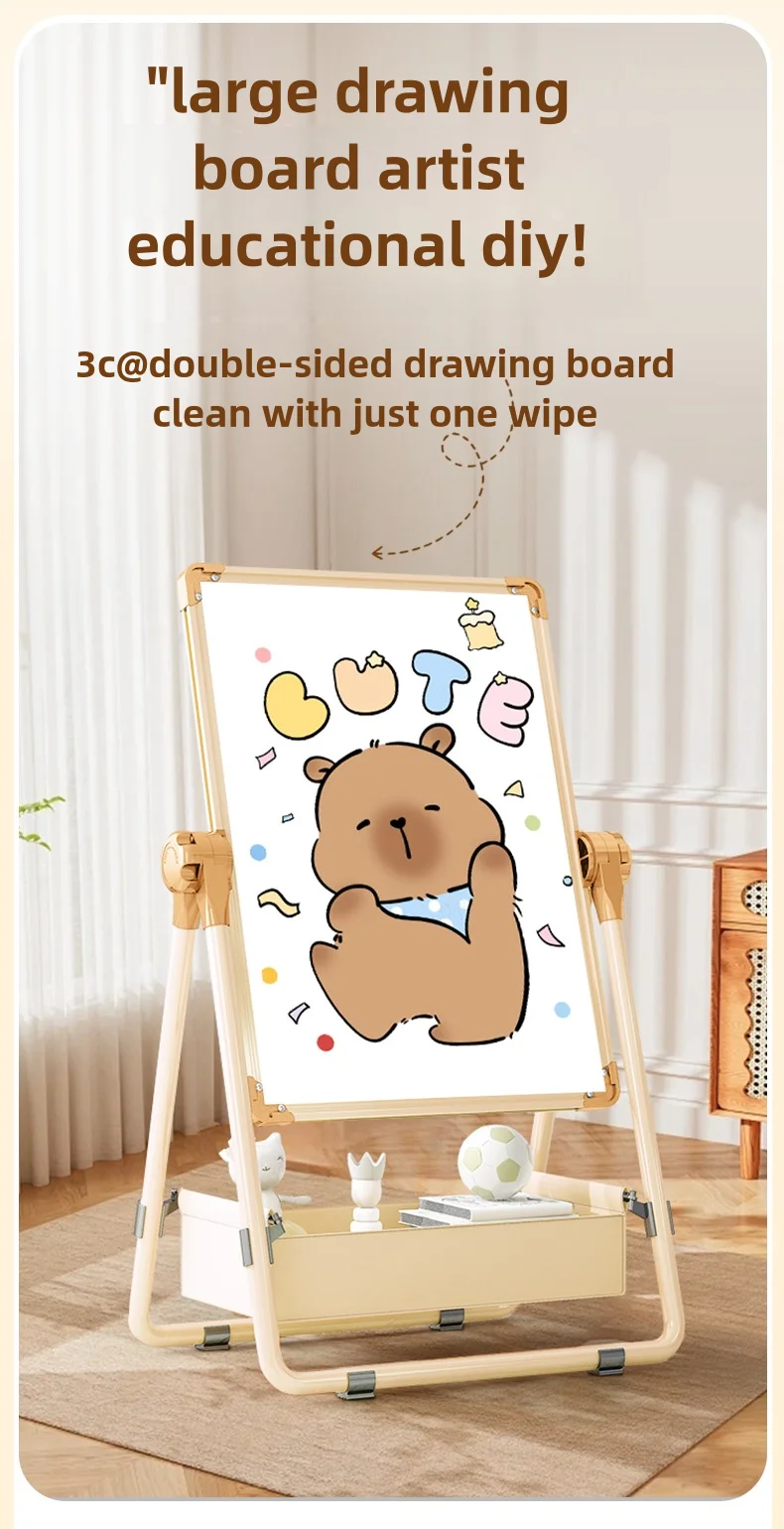 لوحة رسم للأطفال، تعليم مغناطيسي على الوجهين للأطفال، حامل سبورة صغير للمنزل، جرافيتي ملون، كتابة قابلة للمسح مع #1
