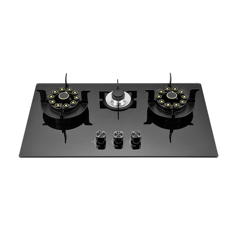 Fornello a gas bianco ribalta Piano cottura a gas GPL Piano cottura in vetro Batteria Fornello a gas a 3 fuochi per cucina