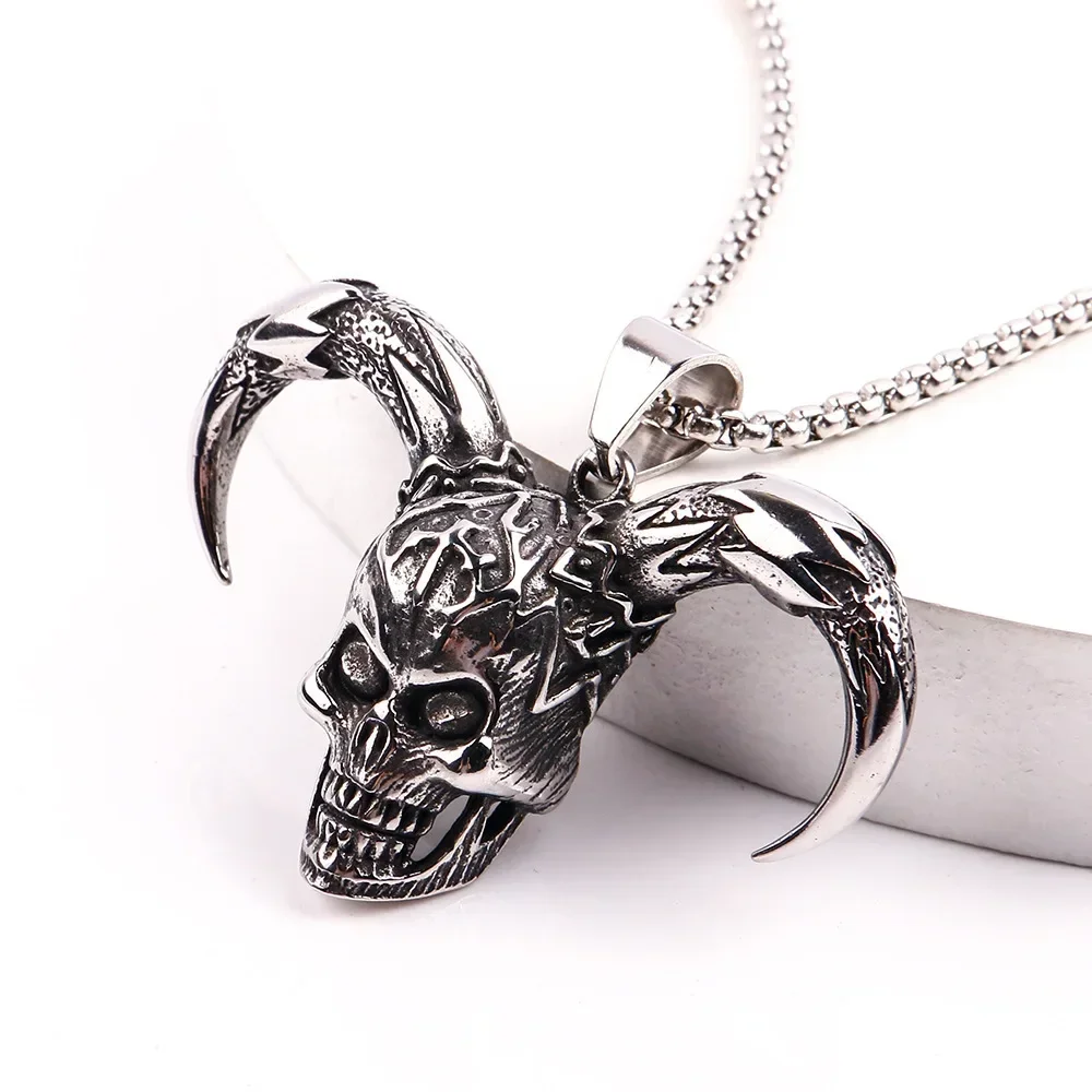 Ретро-готический-клоун-череп-голова-призрака-ожерелье-мужские-персонализированные-панк-мотоцикл-рок-Хэллоуин-ювелирные-изделия