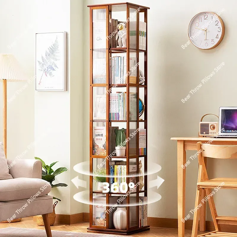 Rotary Bookshelf Floor Household Simple Book Shelf Storage Multi-layer Wooden Bookcase Headboards Librero Industrial Furniture