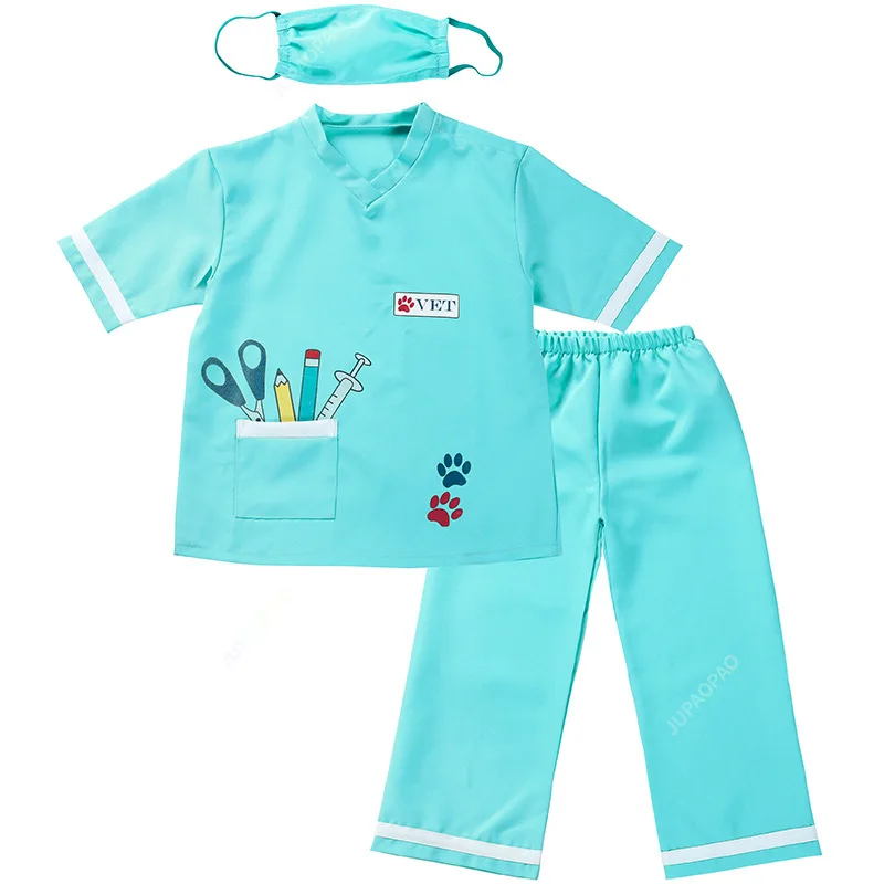 Kids Cosplay Veterinary Surgical Costumes Carnival Party Children Pink Gown With Toys Uniform Girl Boy Stage Performance Set BC