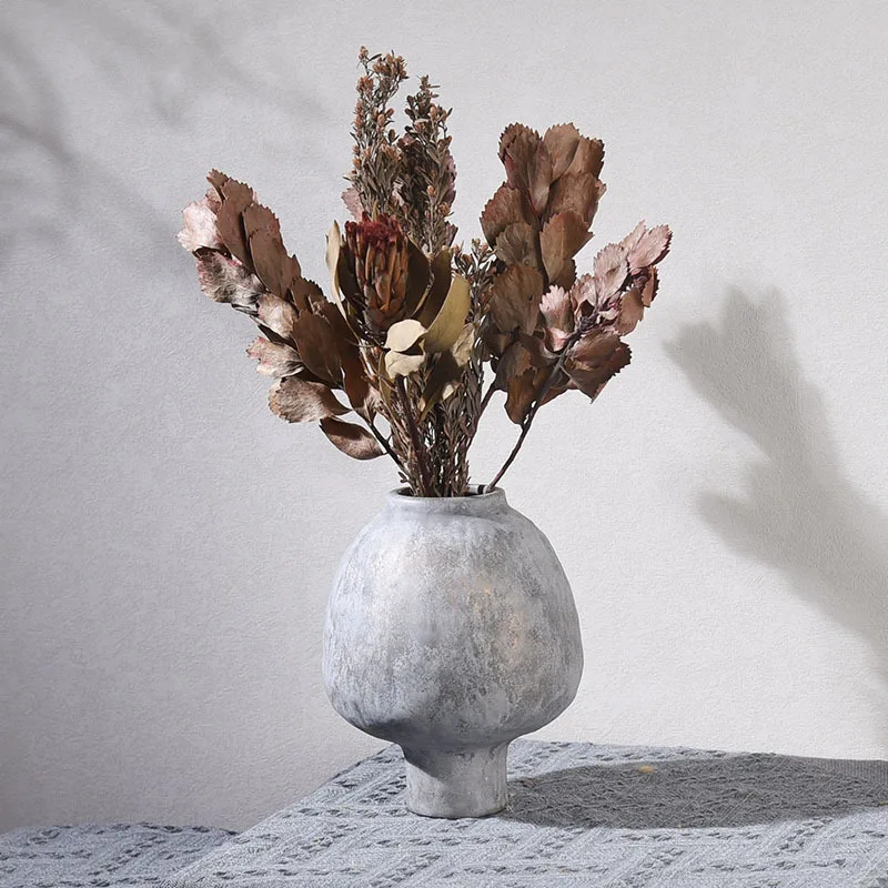 Retro vases Ceramic Vase Ceramic Handicraft Hand Made Grain Crude Pottery Flower Vase Floral Arrangement Accessories Home Decor