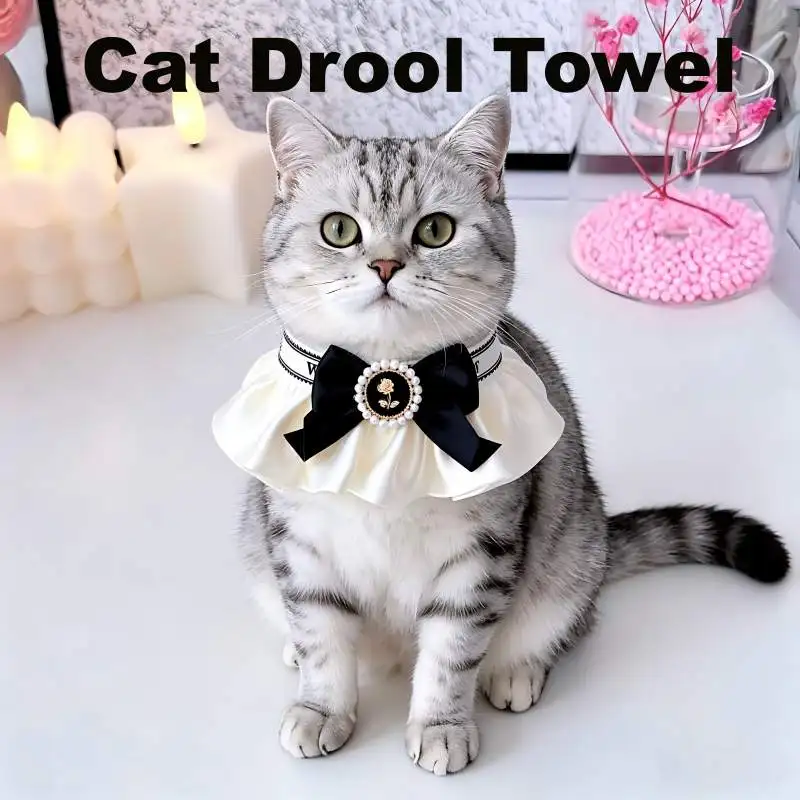 Collar para gato, decoración para el cuello, bufanda, decoración negra y beige, accesorios de lazo para perro, suministros lindos para mascotas, accesorios para collares de perro, accesorios para gatos