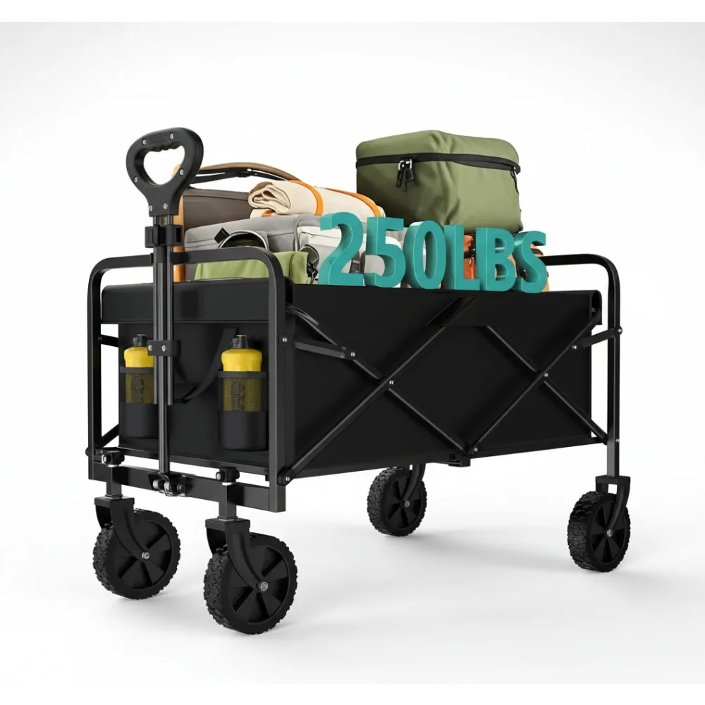 

Heavy Duty Foldable Wagon Cart with All-Terrain Wheels, Large Capacity for Gardening Camping Beach Outdoor Activities