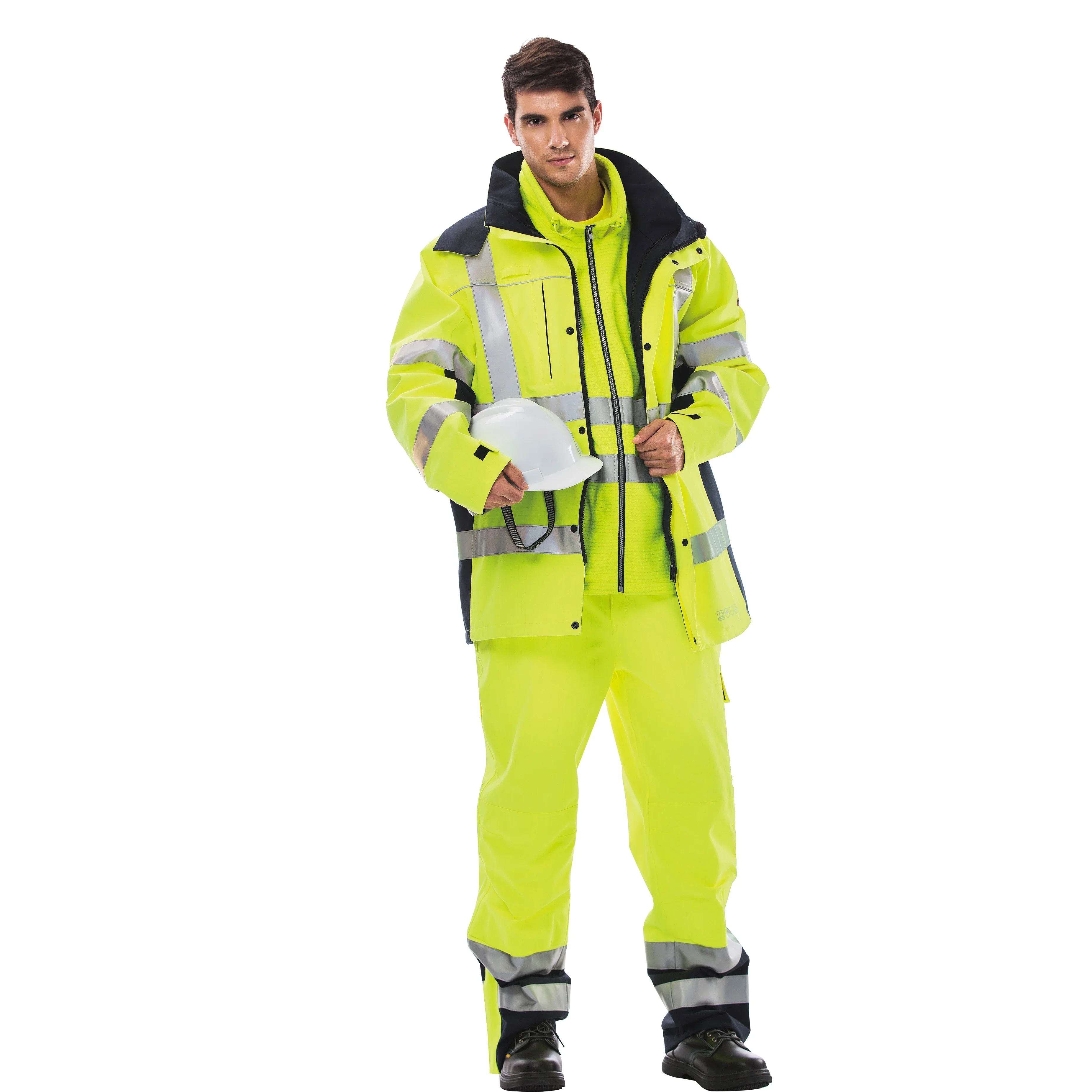 Work Cloths High Visibility Two-piece Set Hi Vis Jacket Reflective Safety Work Clothing Winter Men Hivis Workwear Jacket