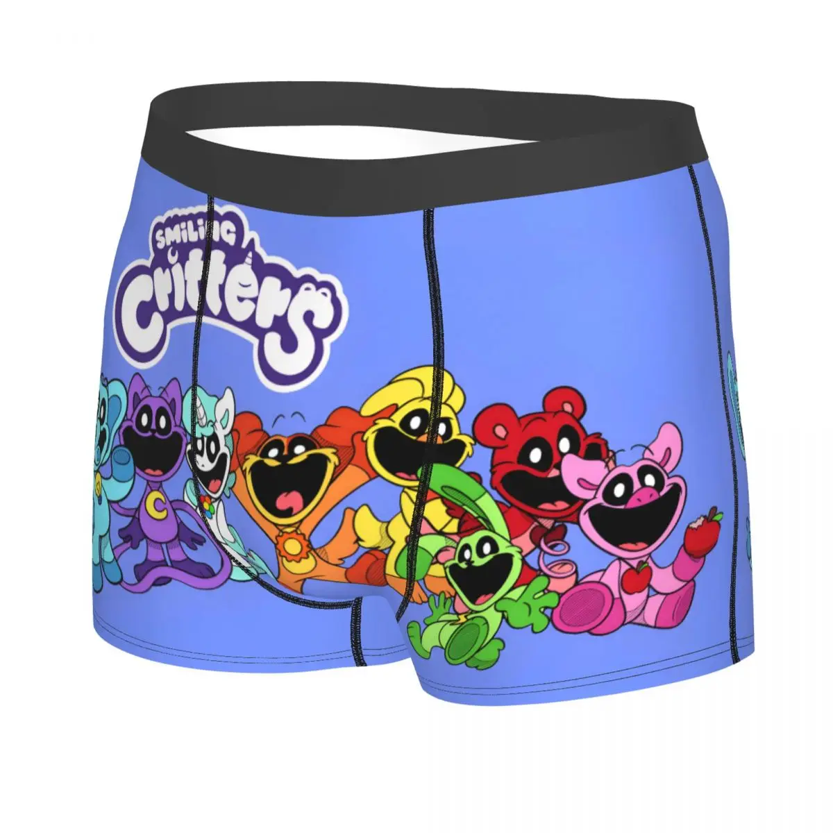 Custom Colorful Smiling Big Mouth Critters Group Boxer Shorts For Men Animated Game Underwear Panties Briefs Soft Underpants