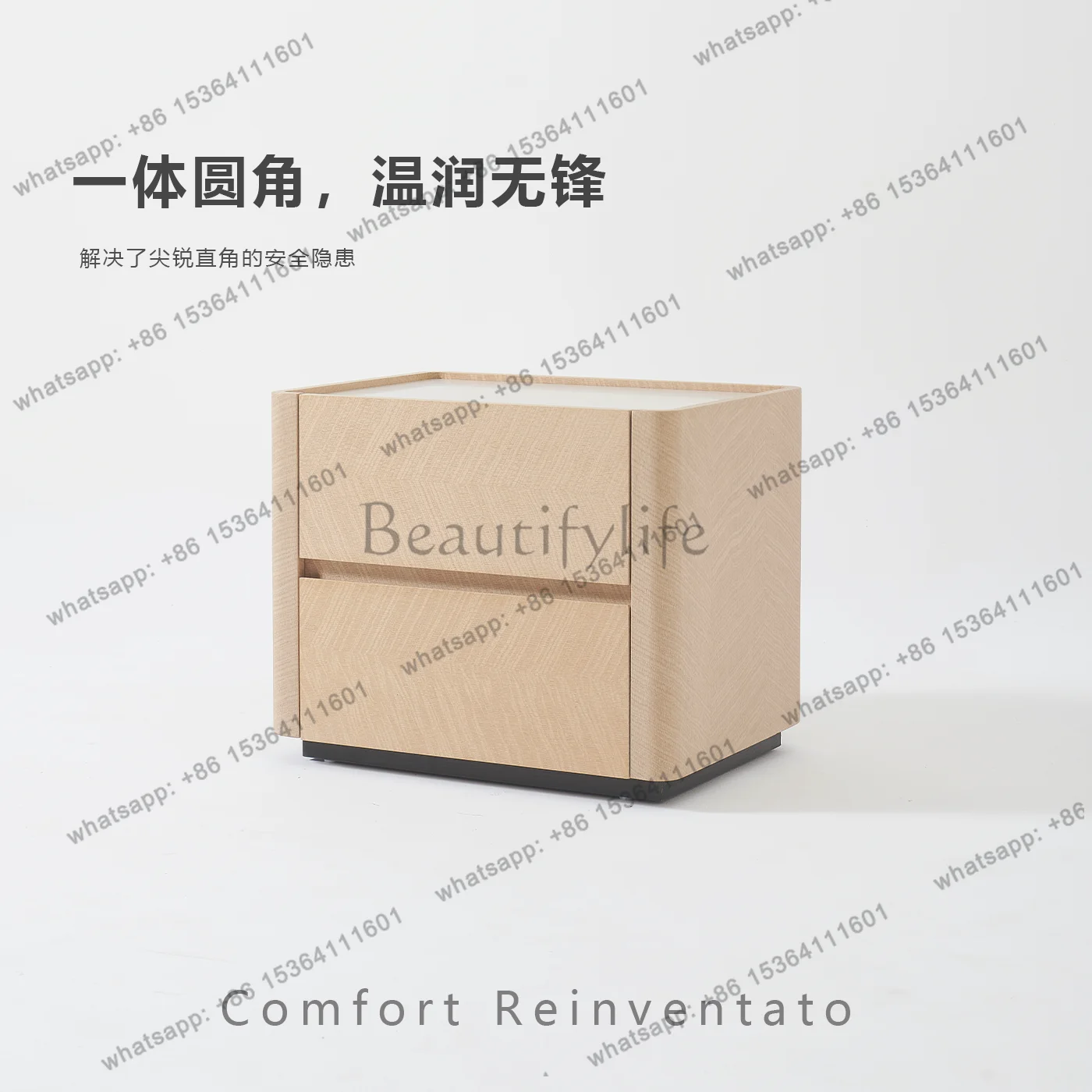 LS Modern Simple Log Color Bedside Table Designer Premium Sense Home Bedroom Storage Cabinet