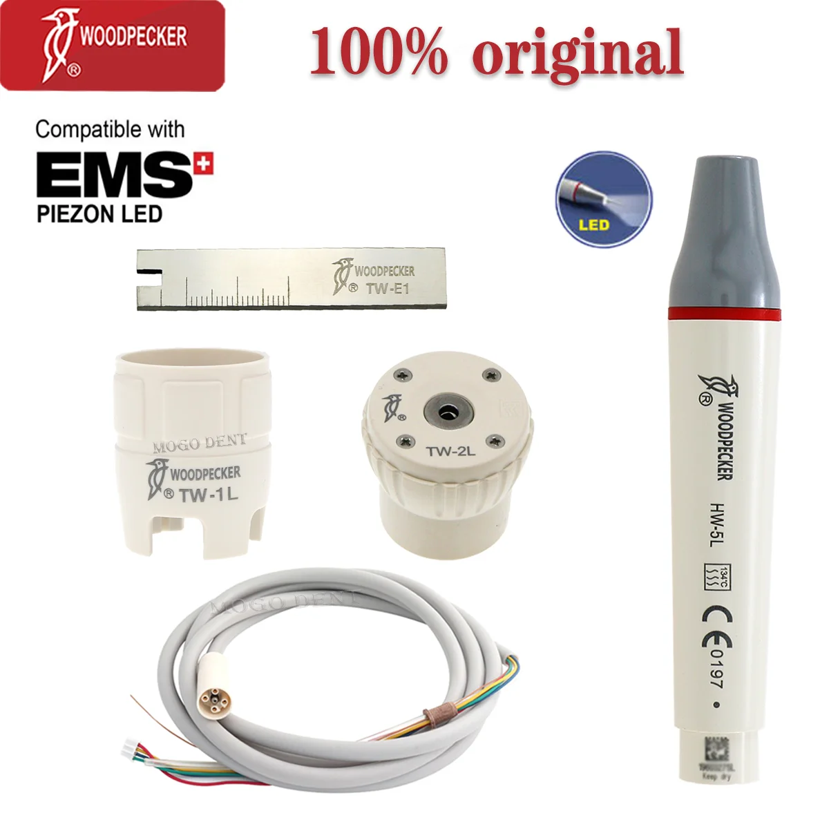 Woodpecker Dental Ultrasonic Scaler Handpiece HW-5L With Cable Tube TW-1L Scaler Torque Wrench Fit EMS And Mectron Dentist Tools