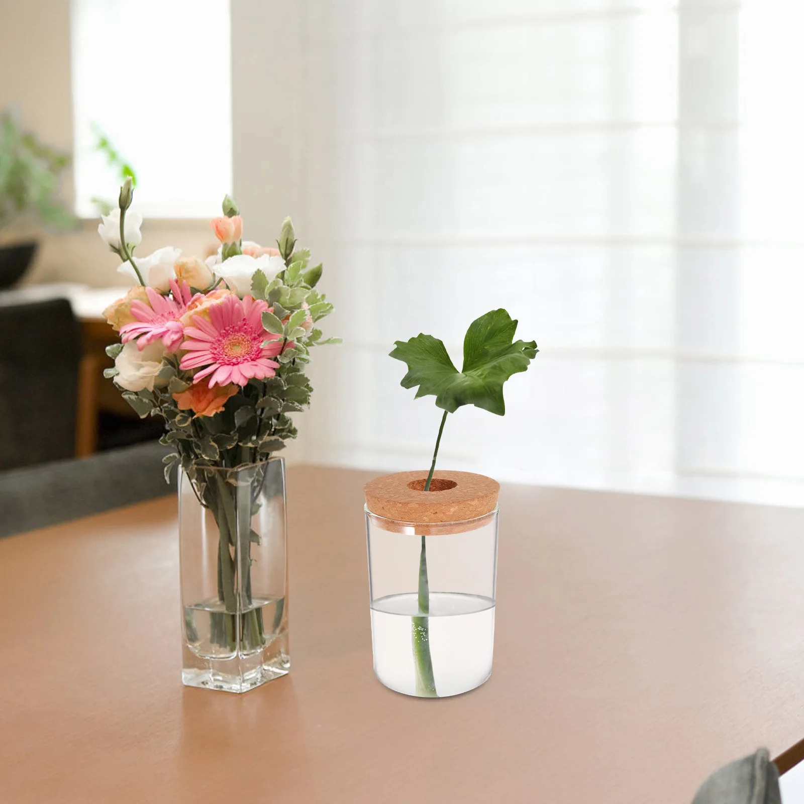 

2Pcs Hydroponic Plant Vases Transparent Glass Terrarium Jars for Office Desktop Plant Propagation Micro Landscape