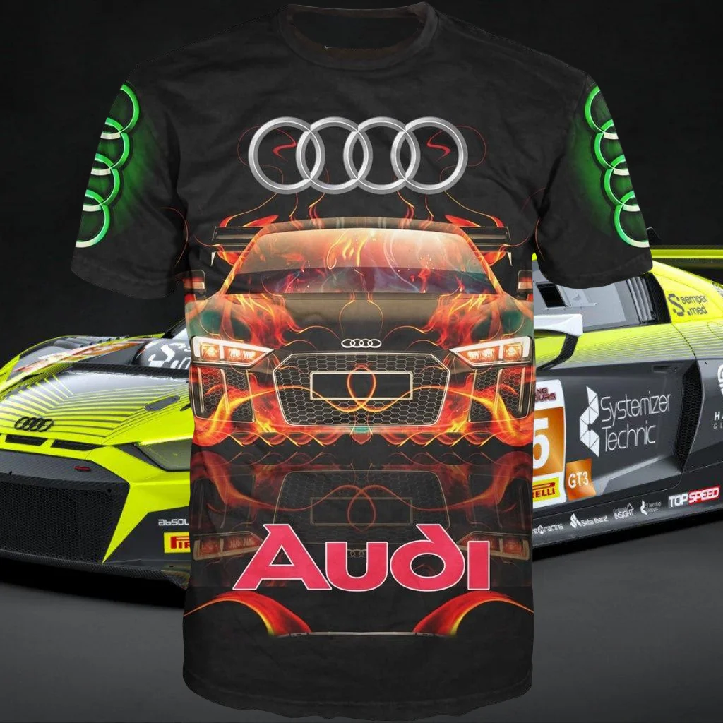 

New Hot-selling Audi Quattro Men's Short-sleeved T-shirt Breathable and Quick-drying Casual and Comfortable T-shirt MOTO
