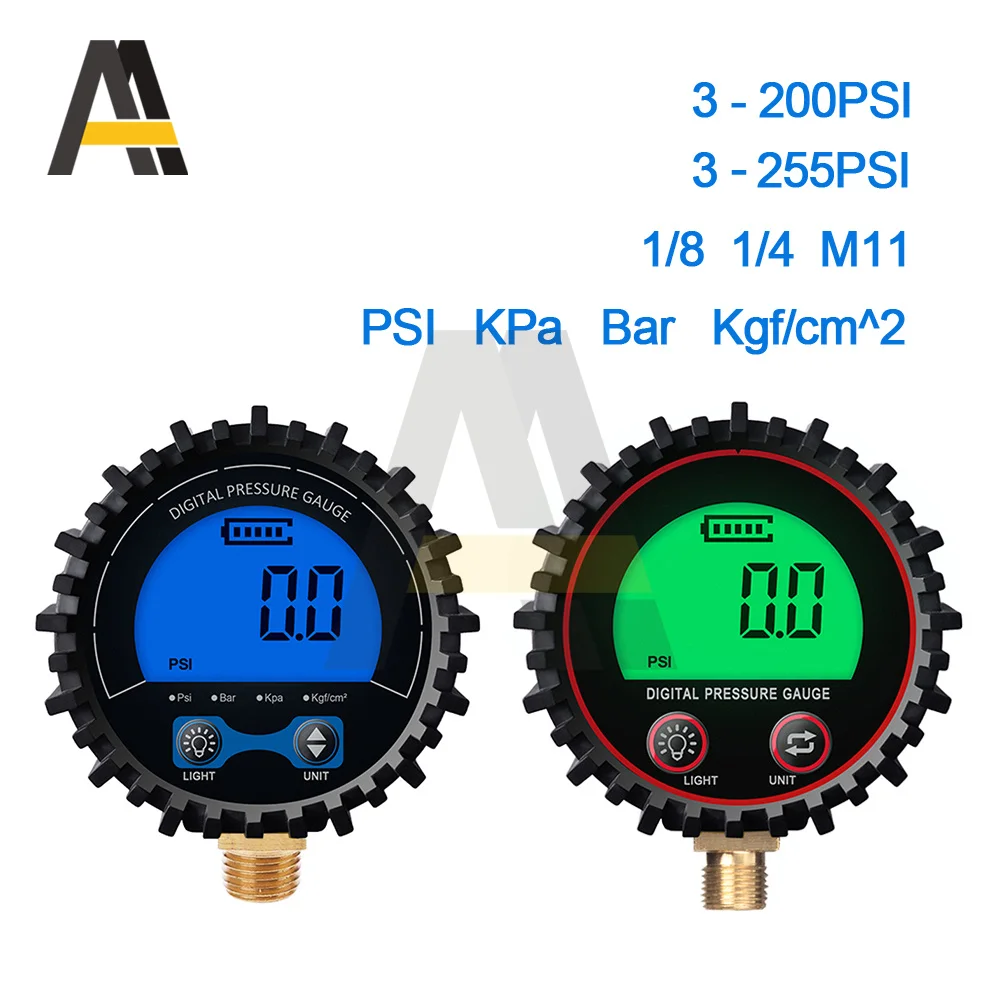 Jauge de pression d\'air numérique pour voiture et moto, écran LCD rétro4.2, filetage en cuivre, haute précision, 3-255PSI