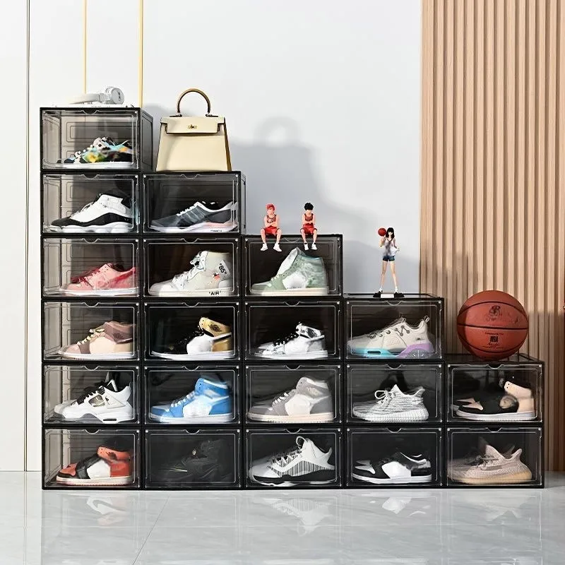 1Pc﻿ Antioxidant Shoe Cabinet High Transparent Stackable Slippers Sneakers Storage Shoes Box Dustproof Shoe Organizer Box