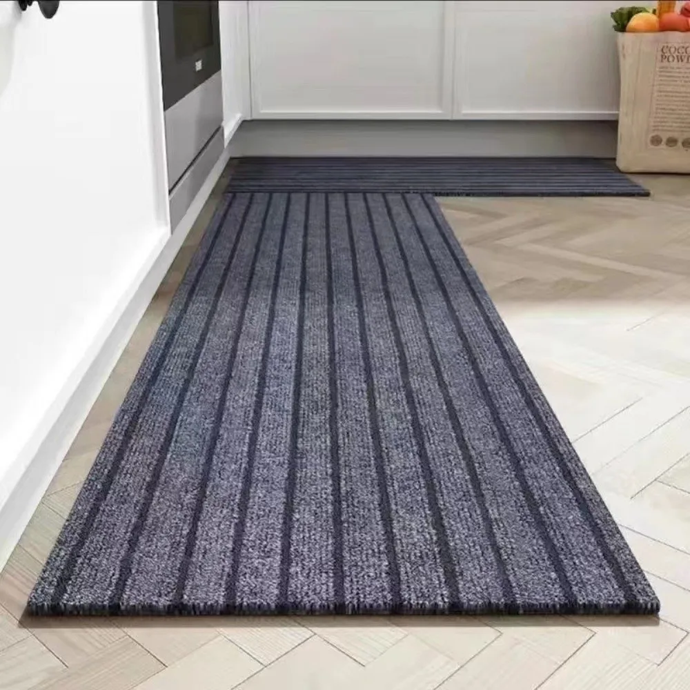Modern Full Coverage Striped Door Mat DIY Cuttable Absorb Oil Striped Entryway Rug Stain/Fade Resistant Long Hallway Rug Hallway