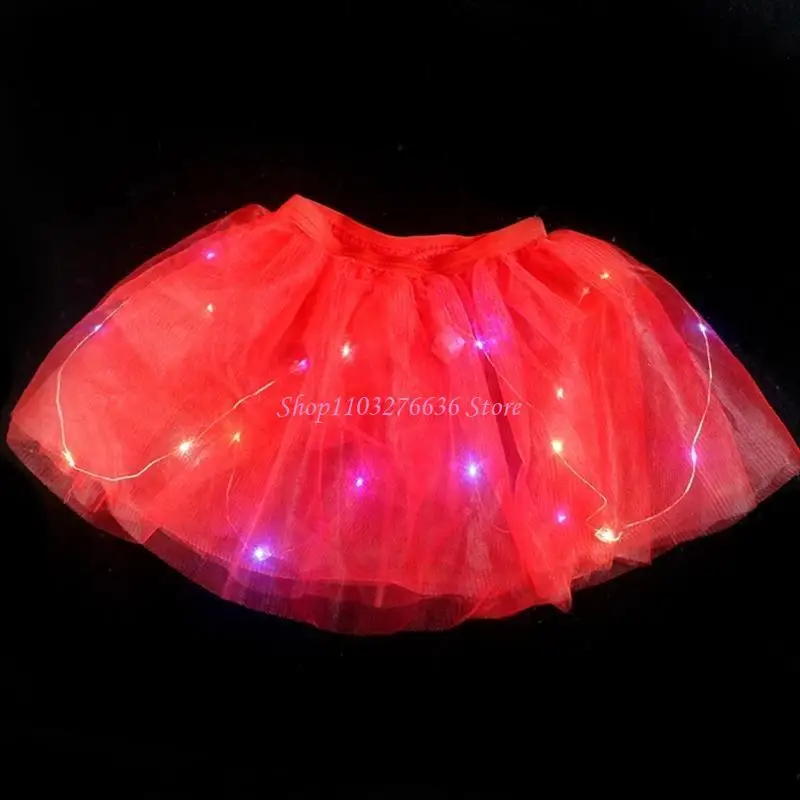 R6FD Stage Performance Props Dress 4-6Y Girls New Year Party Dresses LED Tutu Skirt